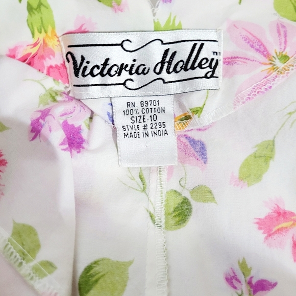 Vintage Victoria Holley dress 100% Cotton Size 10 lovely floral lace side zip - Picture 10 of 10